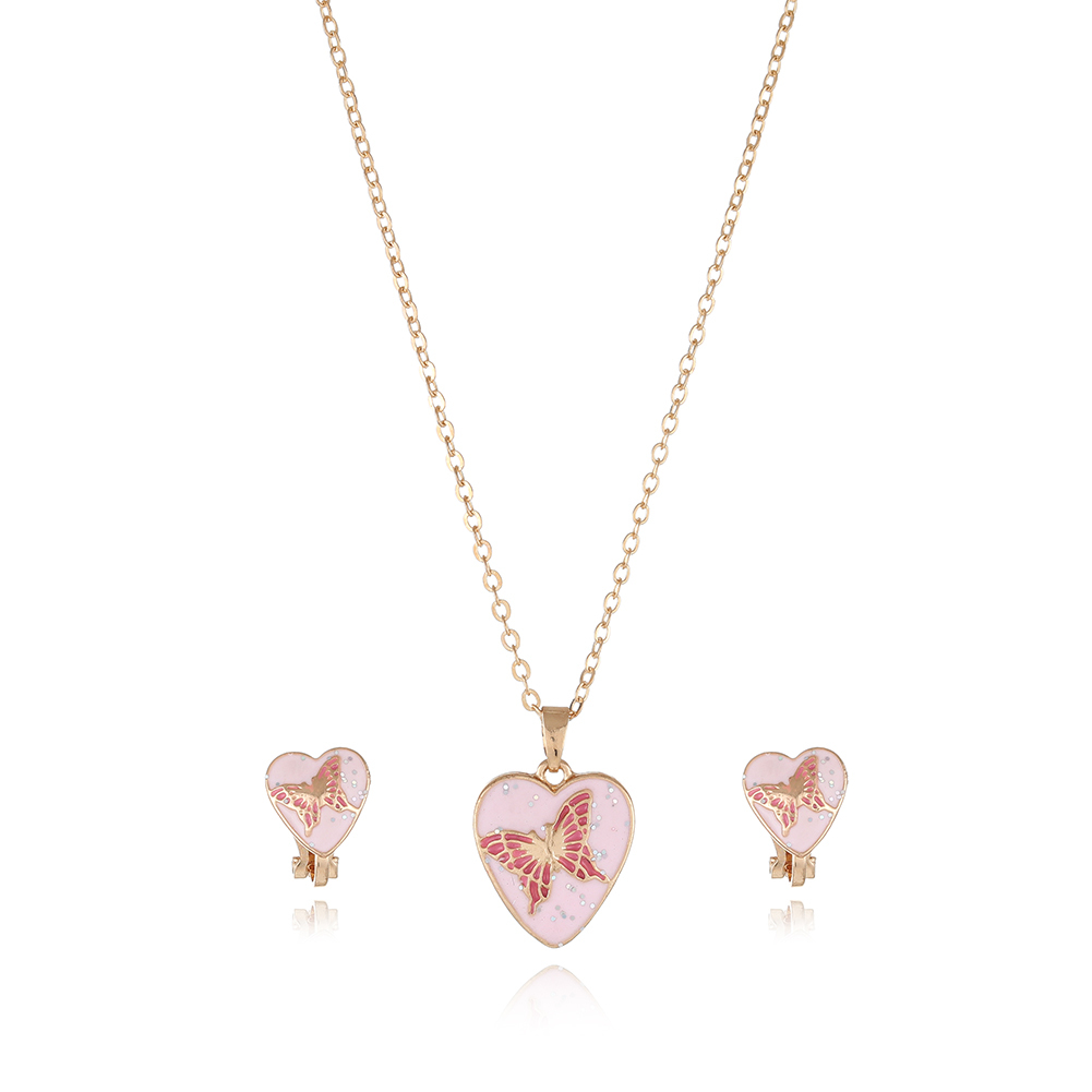 Butterfly necklace and earclip set
