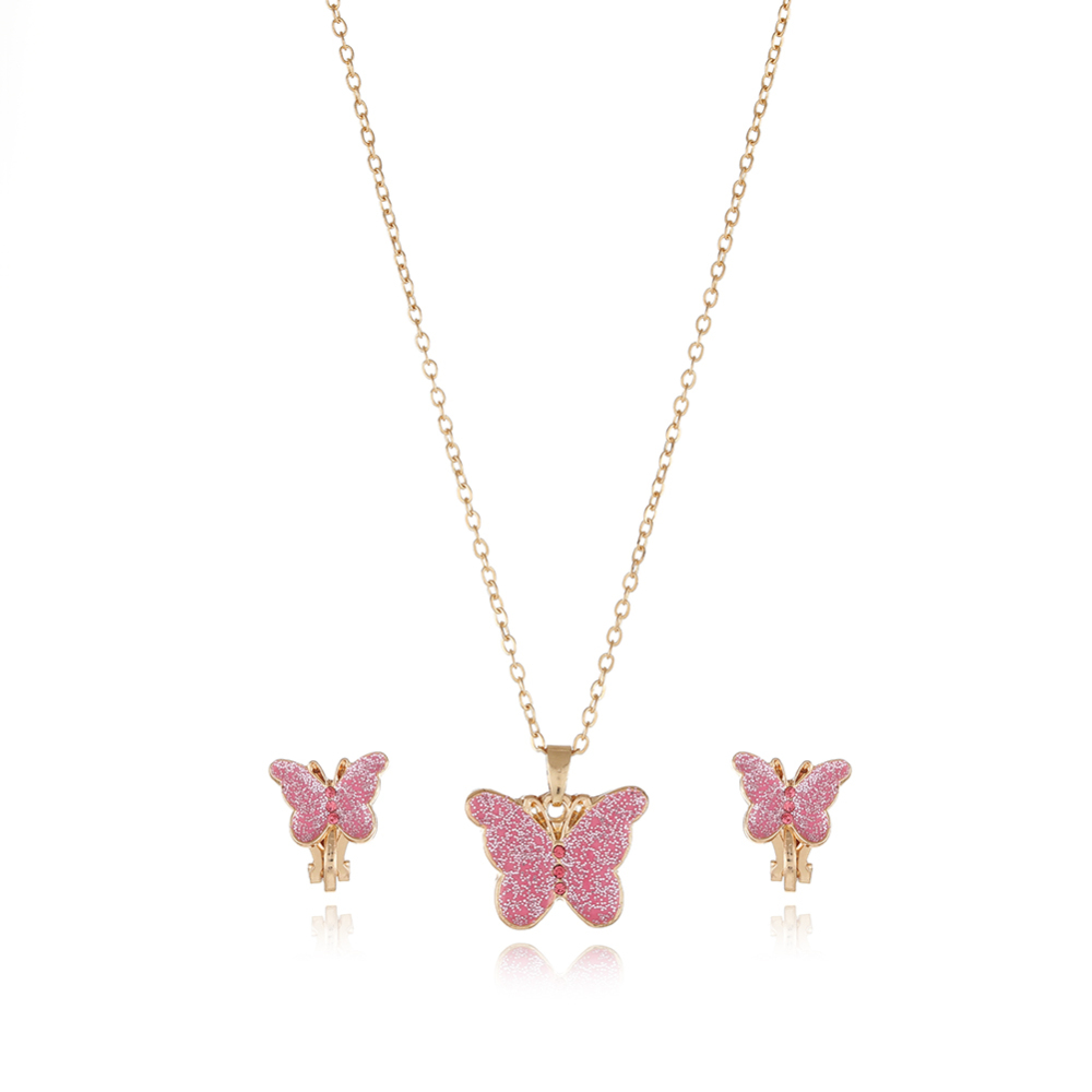 Butterfly necklace and earclip set