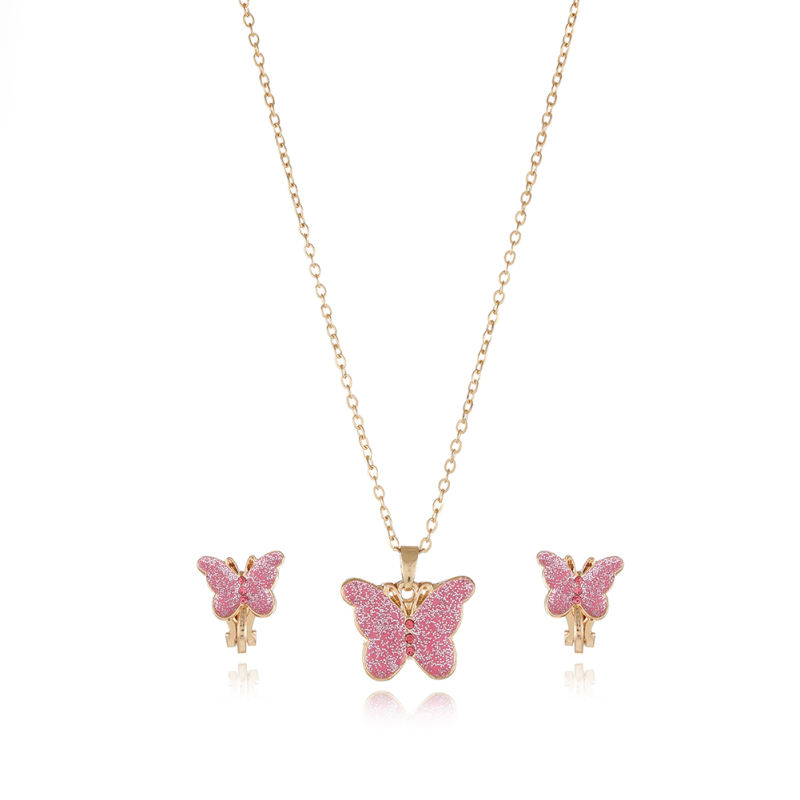 Butterfly necklace and earclip set