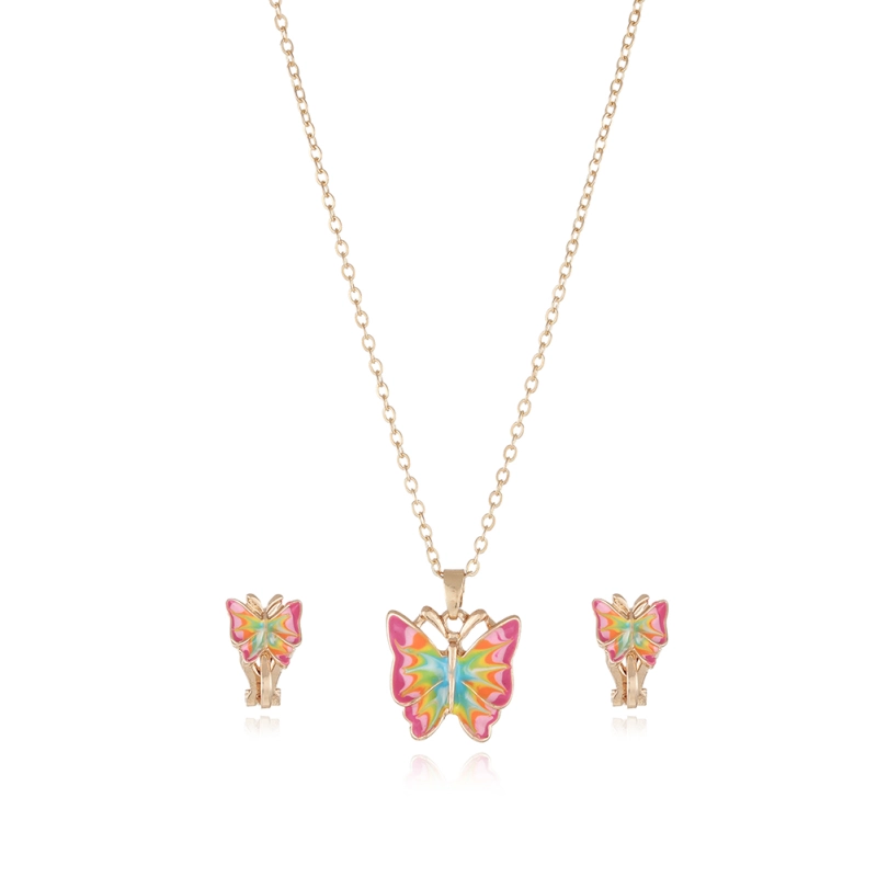 Butterfly necklace and earclip set