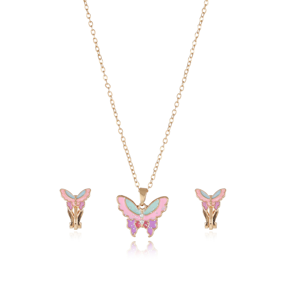 Butterfly necklace and earclip set