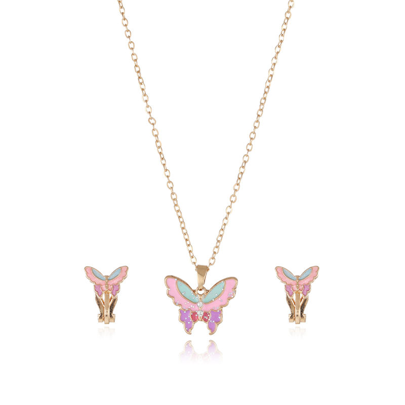 Butterfly necklace and earclip set