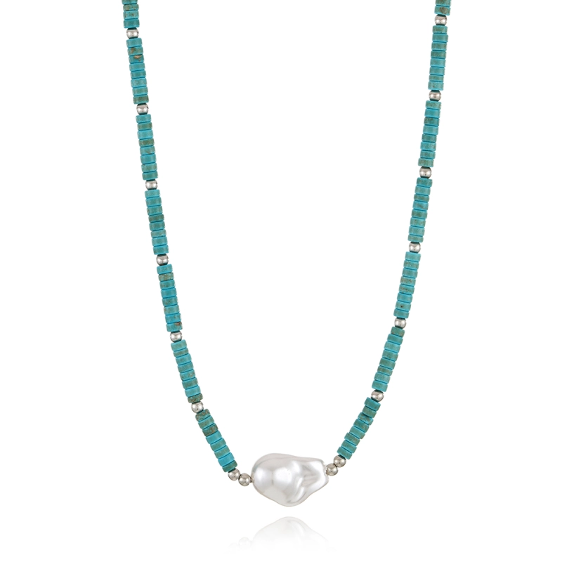 Turquoise  imitation Baroque pearl necklace