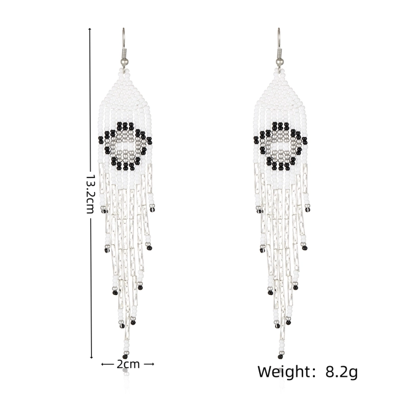 Black/Clear  Simple design earring with long tassel