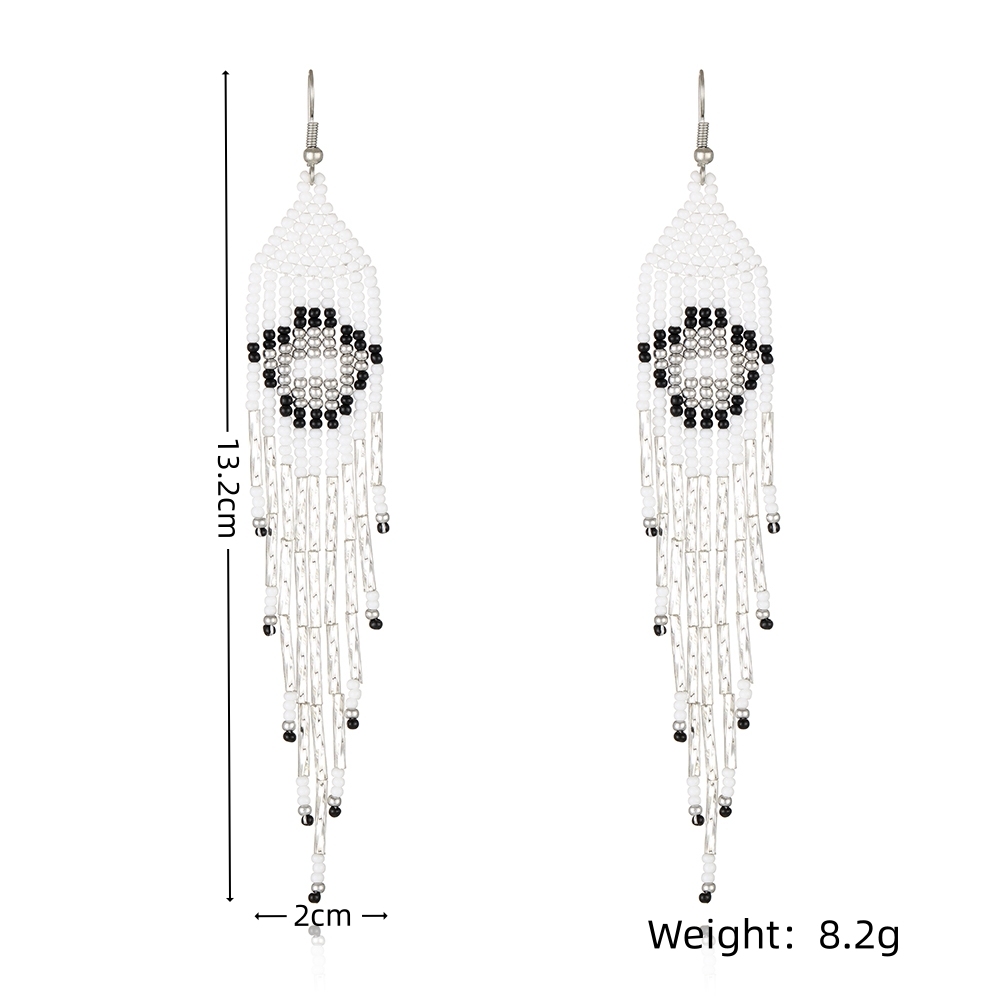 Black/Clear  Simple design earring with long tassel