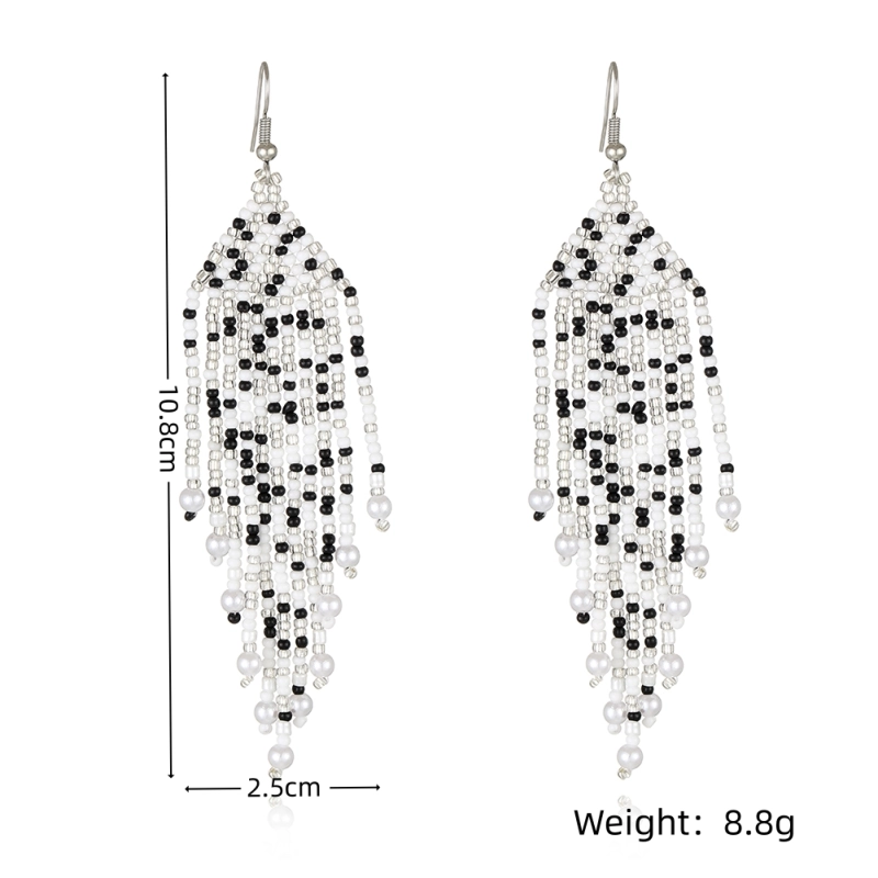 Black/Clear  Simple design earring with long tassel