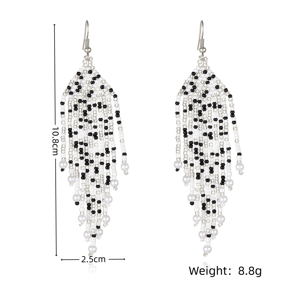 Black/Clear  Simple design earring with long tassel