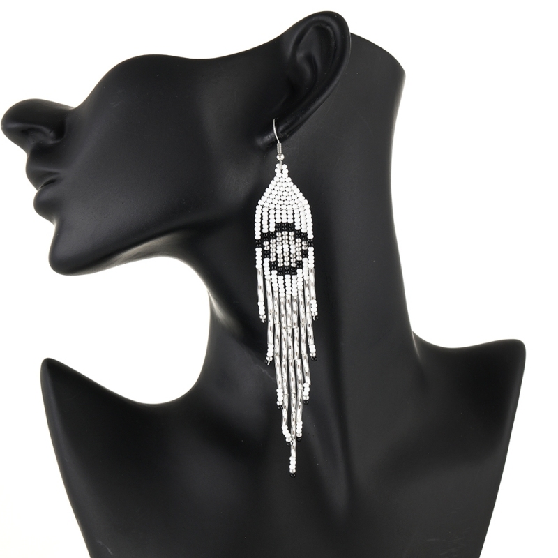 Black/Clear  Simple design earring with long tassel