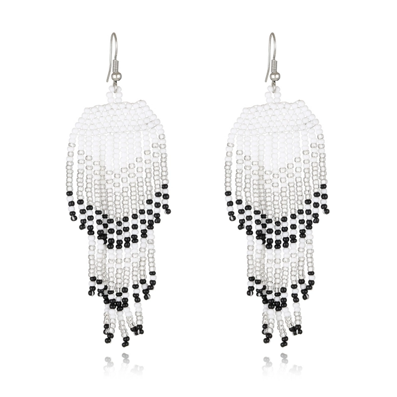 Black/Clear  Simple design earring with long tassel