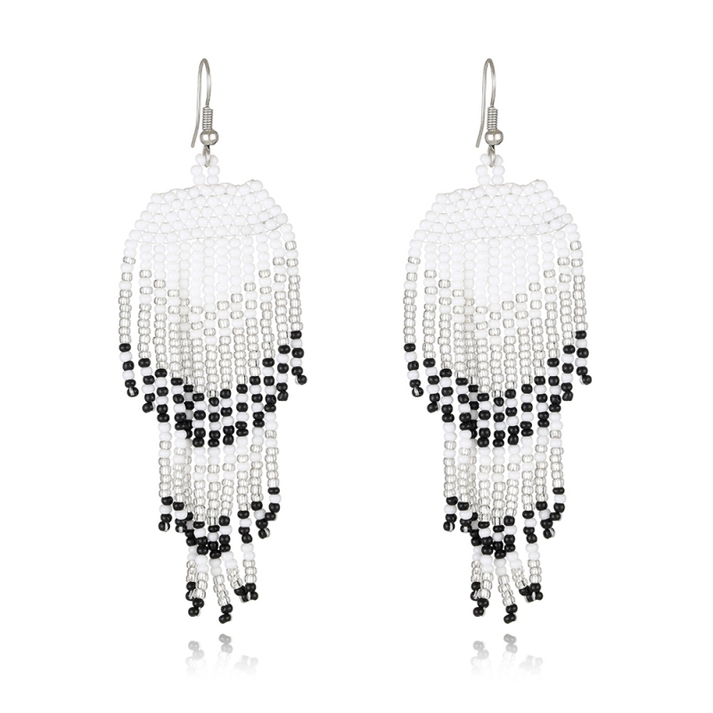 Black/Clear  Simple design earring with long tassel