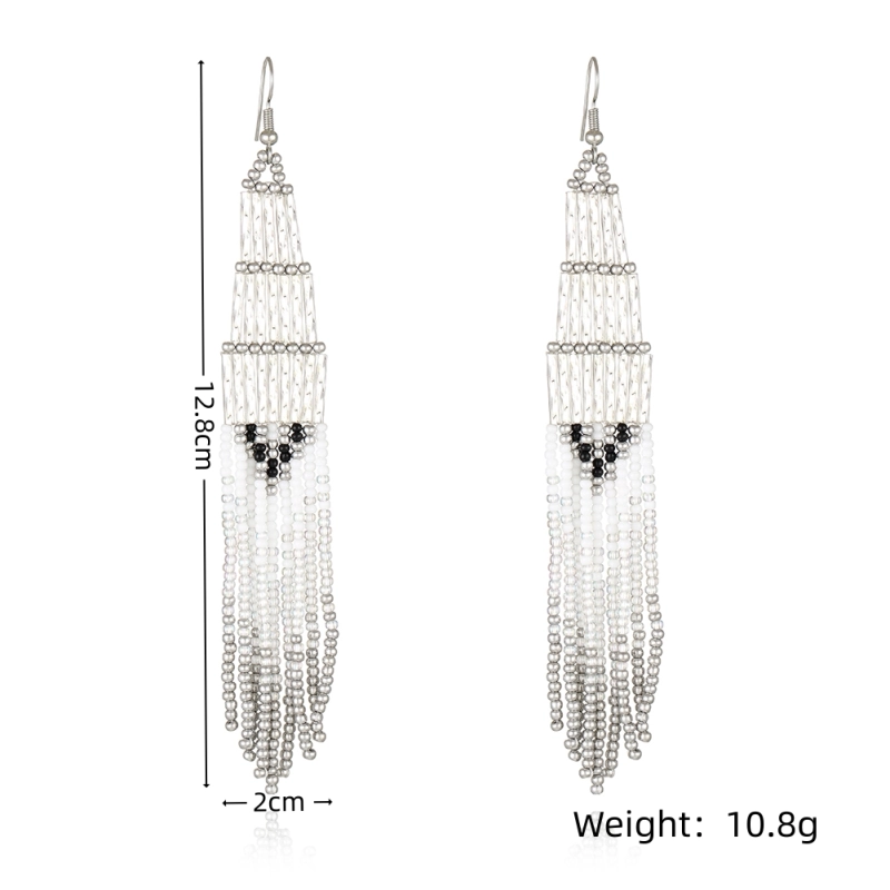 Black/Clear  Simple design earring with long tassel