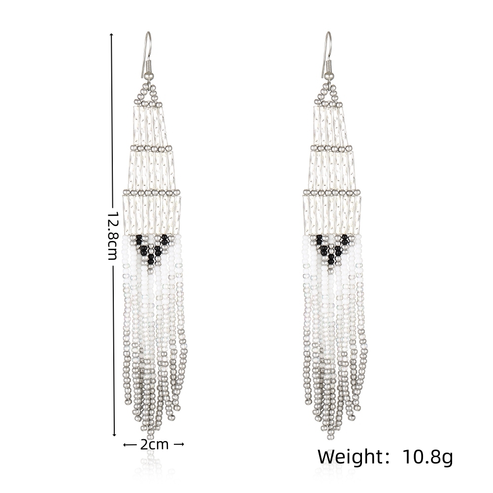 Black/Clear  Simple design earring with long tassel
