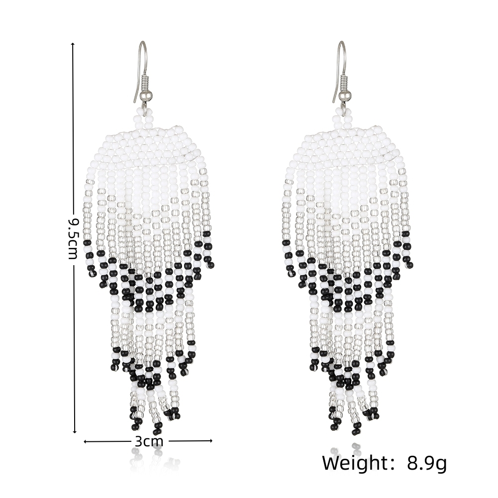 Black/Clear  Simple design earring with long tassel