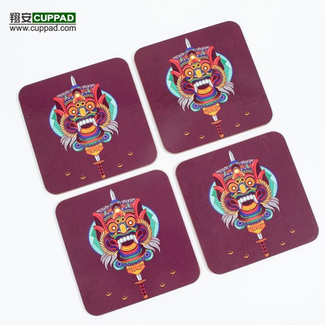 MDF Wooden square coaster set Coaster - Purple