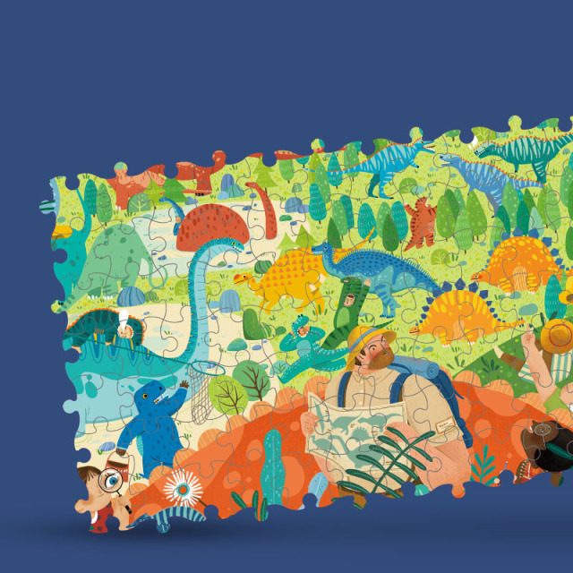 Wholesale cartoon cardboard educational toy dinosaur puzzle for kids