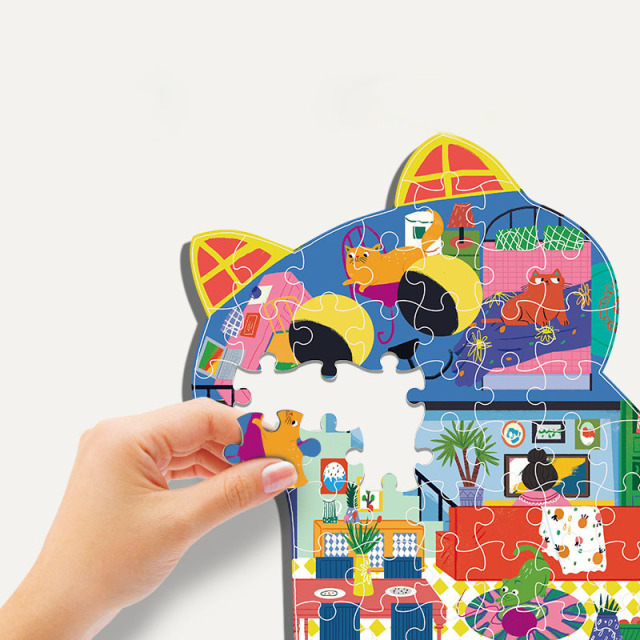 Puzzle In stock shaped design cardboard educational toy animal kids puzzle game
