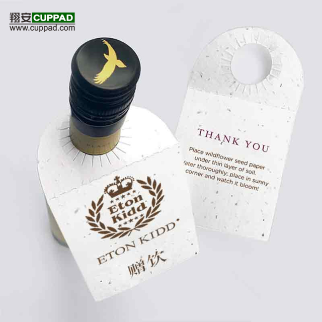 Custom Seed Paper Wine Bottle Tag