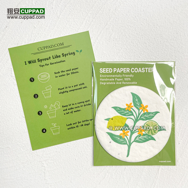 Hot Environmentally friendly low-carbon recyclable seed paper coasters custom creativity can be planted hand-sprouted paper coasters