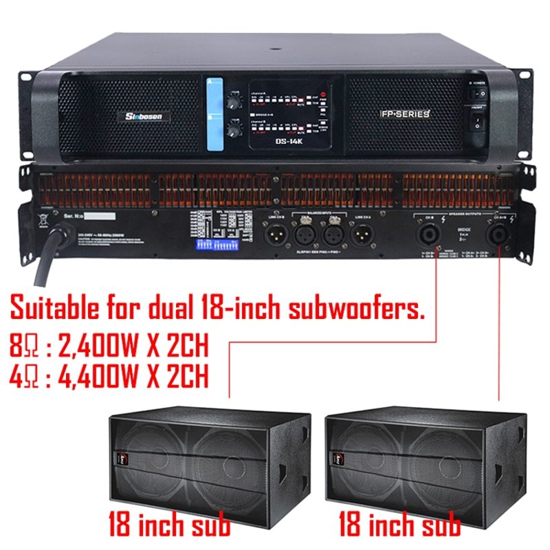 Sinbosen 14000 Sound System Audio Line Amplifier DS-14K 2 Channels 2400w*2