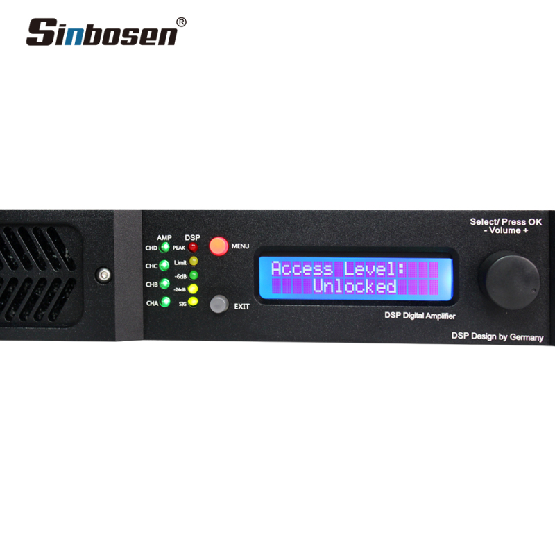1U Digital Sound Audio 4 Speaker D4-2000 DSP Power Amplifier
