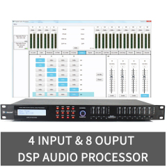 Digital audio processor 4 input 8 output loudspeaker management system AD48