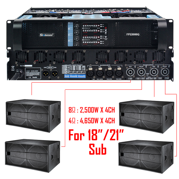 FP22000Q Power Amplifier 5000 Watt 4 Channel Karaoke Professional Audio