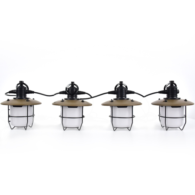 Waterproof portable Vintage camping tent with strung lights