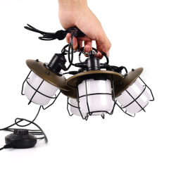Waterproof portable Vintage camping tent with strung lights
