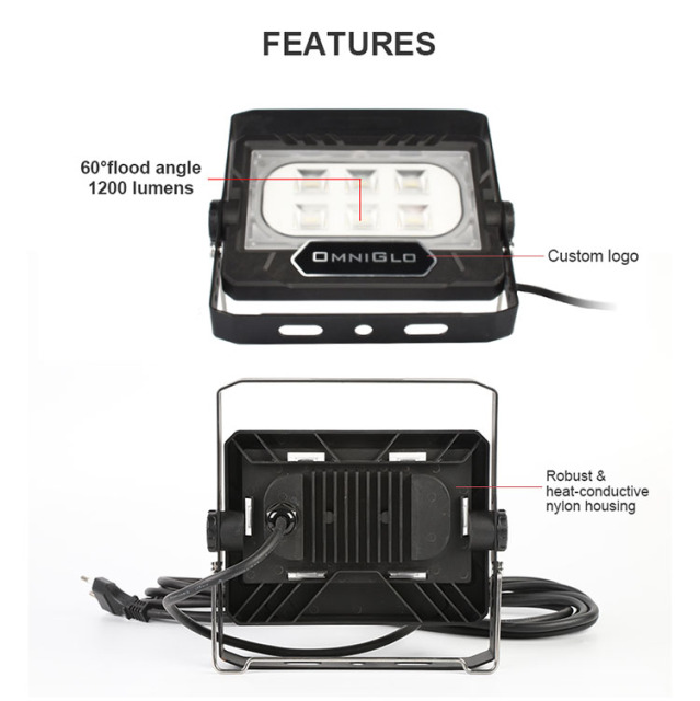 LED Work Light 1200 Lumen Corded Work Lamp with Retractable Metal Stand