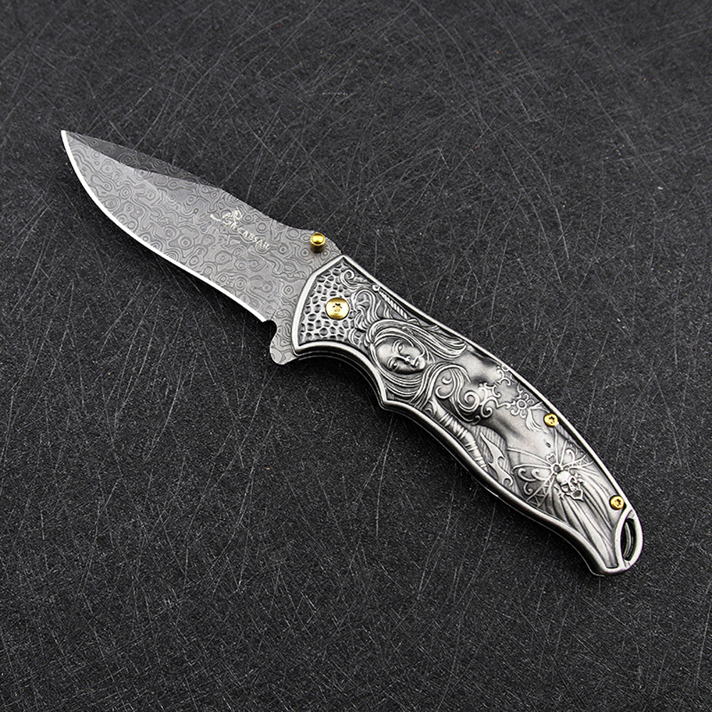 SMKD009-V Lionwolves Spring Assisted Opening Outdoor Folding Knife Survival Tactical Knife Hunting Knife Pocket Knives