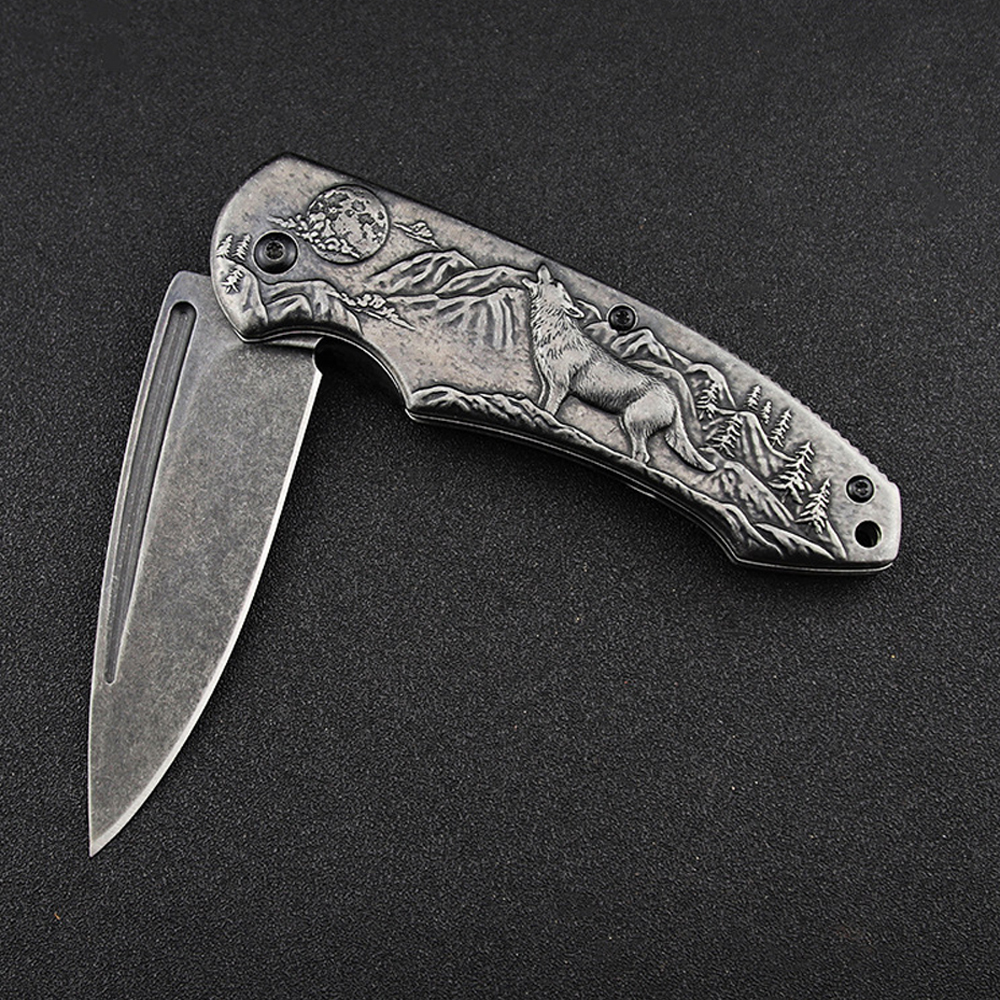 SMKD011-BG Lionwolves Spring Assisted Opening Outdoor Folding Knife Survival Tactical Knife Hunting Knife Pocket Knives