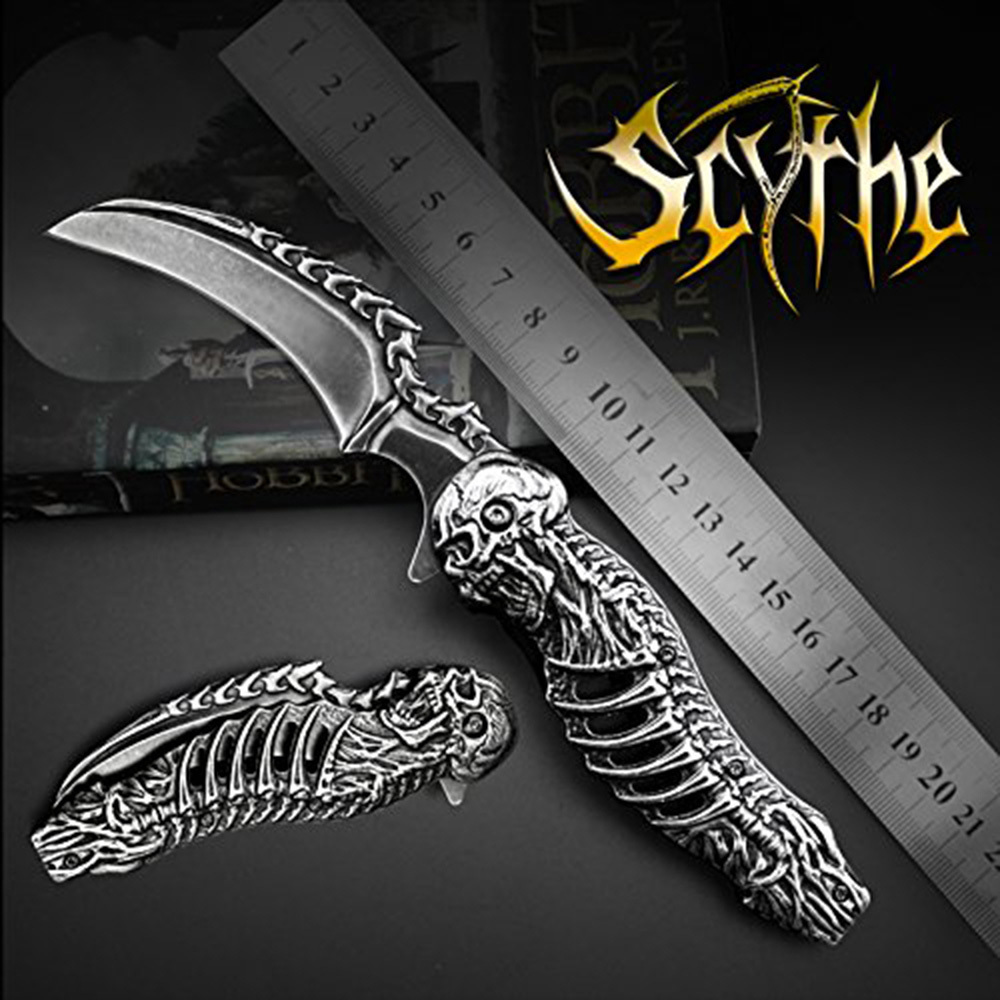 SMKD005 Lionwolves Spring Assisted Opening Outdoor Folding Knife Survival Tactical Knife Hunting Knife Pocket Knives