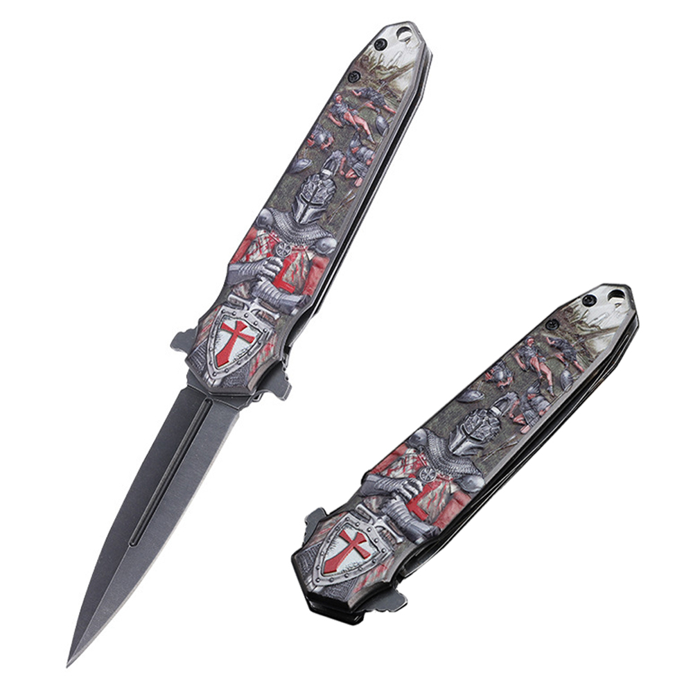 SMKD007 Lionwolves Spring Assisted Opening Outdoor Folding Knife Survival Tactical Knife Hunting Knife Pocket Knives With Sheath
