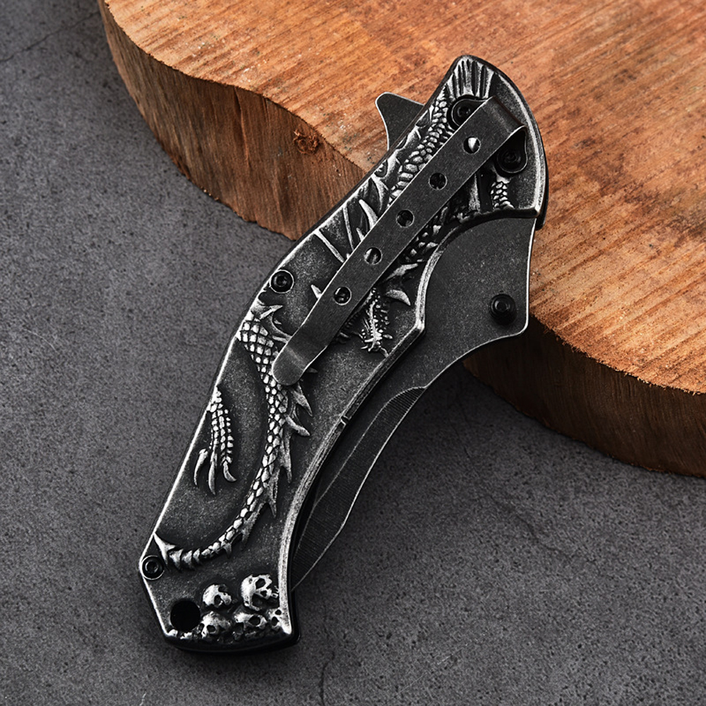 SMKD010 Lionwolves Spring Assisted Opening Outdoor Folding Knife Survival Tactical Knife Hunting Knife Pocket Knives