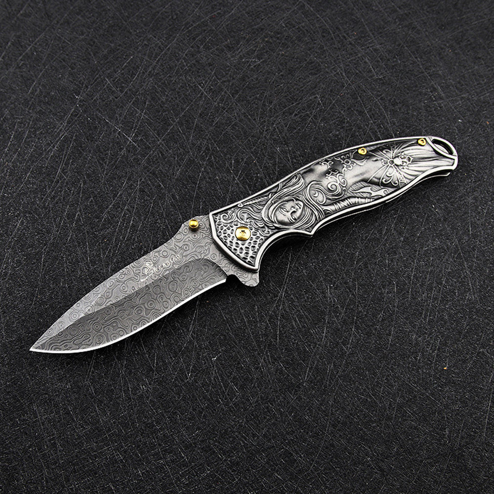 SMKD009-V Lionwolves Spring Assisted Opening Outdoor Folding Knife Survival Tactical Knife Hunting Knife Pocket Knives