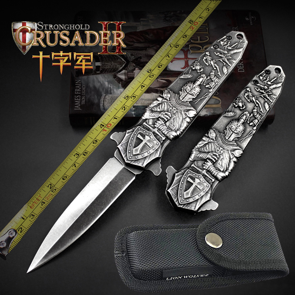 SMKD007 Lionwolves Spring Assisted Opening Outdoor Folding Knife Survival Tactical Knife Hunting Knife Pocket Knives With Sheath