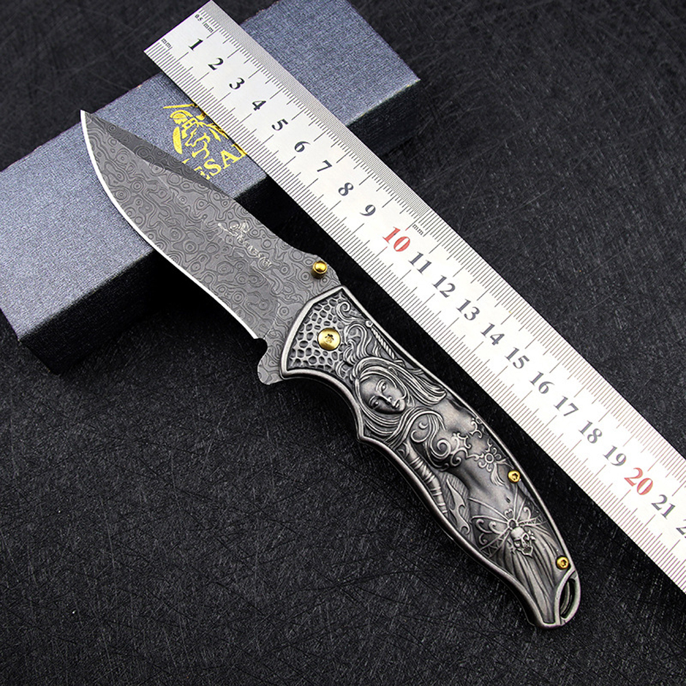 SMKD009-V Lionwolves Spring Assisted Opening Outdoor Folding Knife Survival Tactical Knife Hunting Knife Pocket Knives
