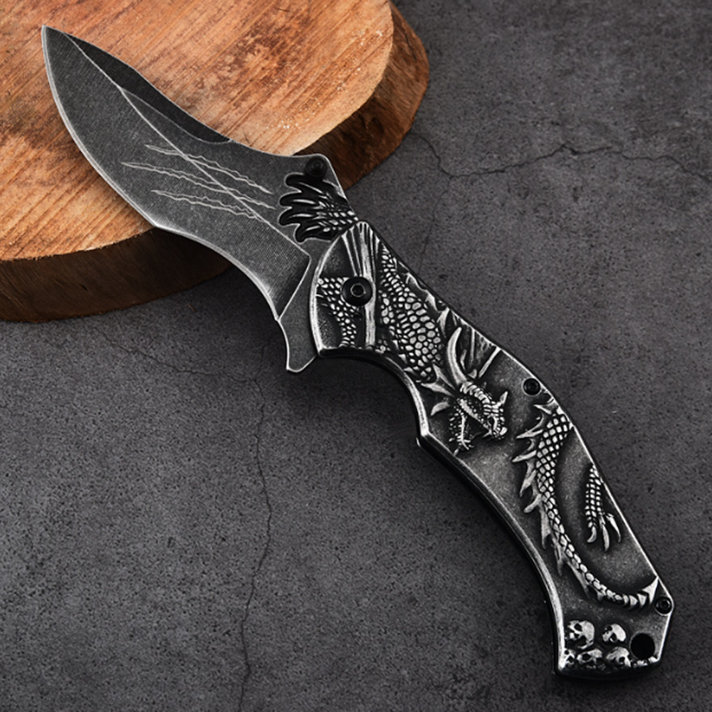 SMKD010 Lionwolves Spring Assisted Opening Outdoor Folding Knife Survival Tactical Knife Hunting Knife Pocket Knives