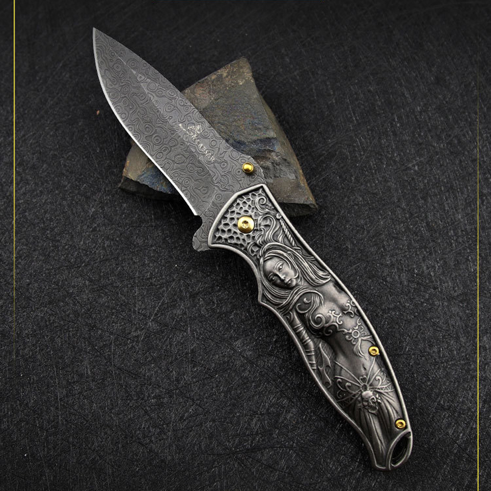 SMKD009-V Lionwolves Spring Assisted Opening Outdoor Folding Knife Survival Tactical Knife Hunting Knife Pocket Knives