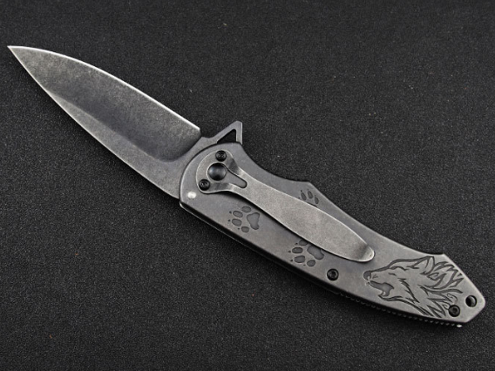 SMKD011-BG Lionwolves Spring Assisted Opening Outdoor Folding Knife Survival Tactical Knife Hunting Knife Pocket Knives