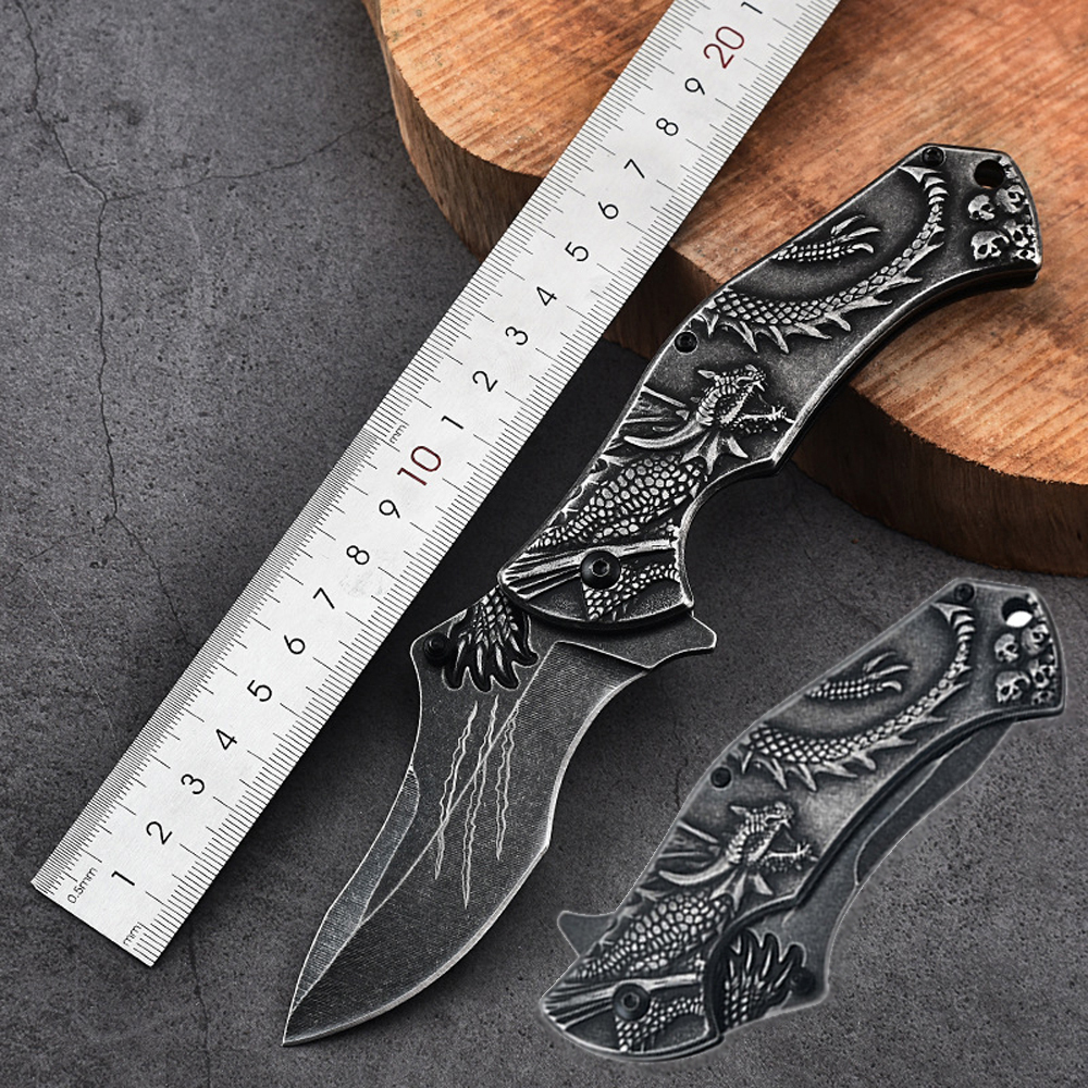 SMKD010 Lionwolves Spring Assisted Opening Outdoor Folding Knife Survival Tactical Knife Hunting Knife Pocket Knives