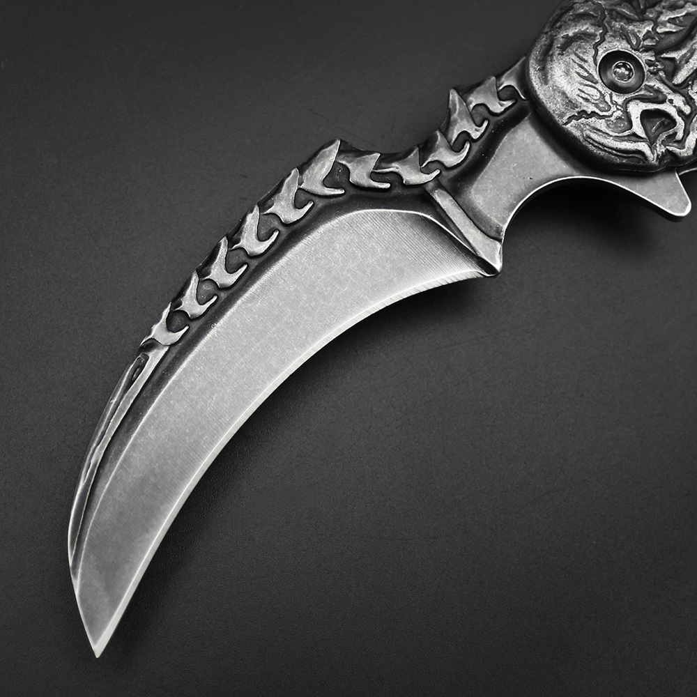 SMKD005 Lionwolves Spring Assisted Opening Outdoor Folding Knife Survival Tactical Knife Hunting Knife Pocket Knives