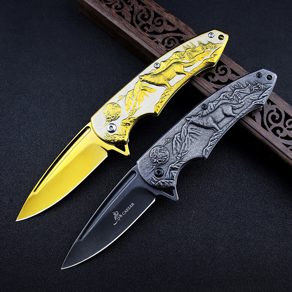 SMKD011-BG Lionwolves Spring Assisted Opening Outdoor Folding Knife Survival Tactical Knife Hunting Knife Pocket Knives