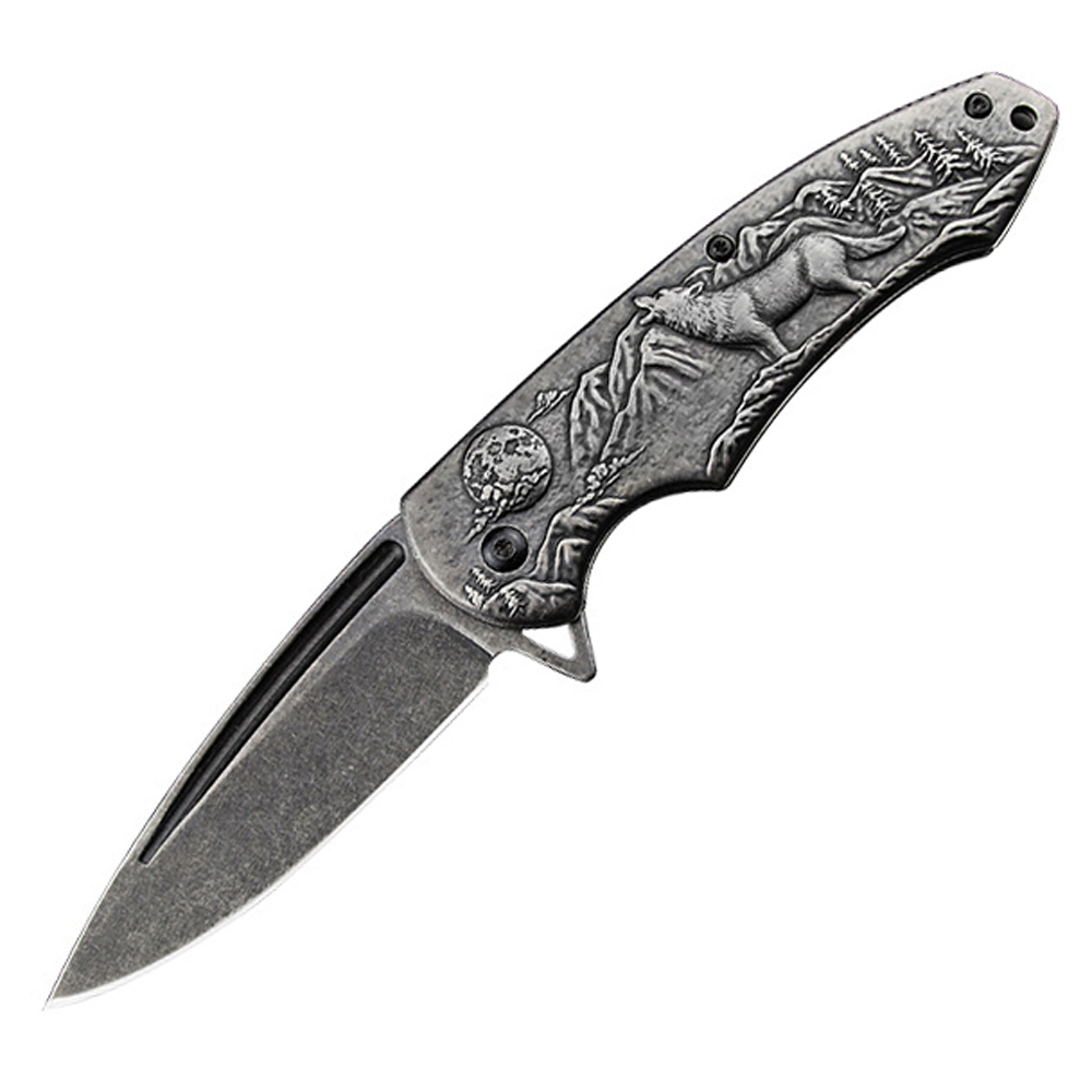 SMKD011-BG Lionwolves Spring Assisted Opening Outdoor Folding Knife Survival Tactical Knife Hunting Knife Pocket Knives