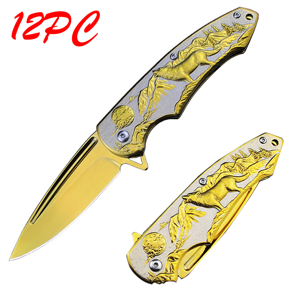 SMKD011-BG Lionwolves Spring Assisted Opening Outdoor Folding Knife Survival Tactical Knife Hunting Knife Pocket Knives