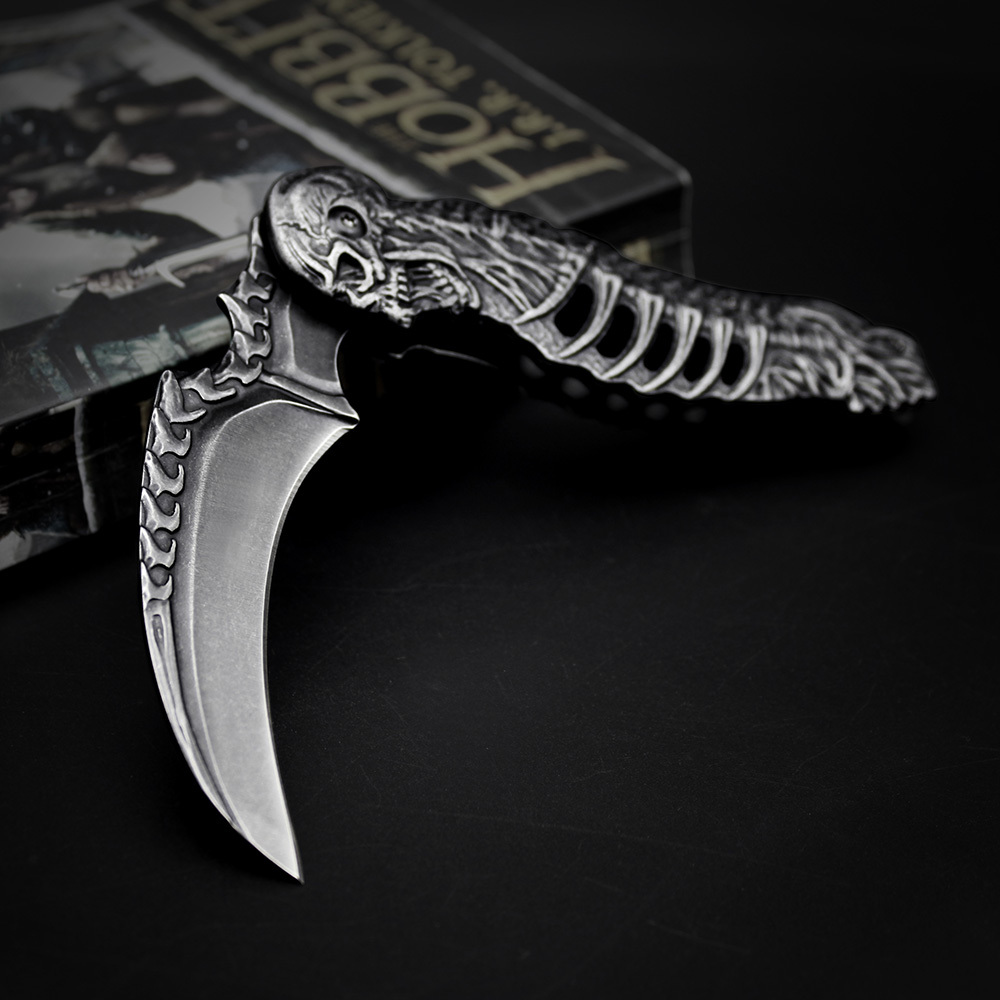SMKD005 Lionwolves Spring Assisted Opening Outdoor Folding Knife Survival Tactical Knife Hunting Knife Pocket Knives