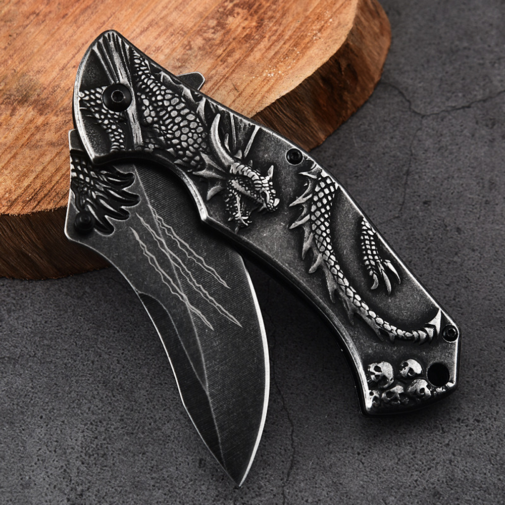 SMKD010 Lionwolves Spring Assisted Opening Outdoor Folding Knife Survival Tactical Knife Hunting Knife Pocket Knives