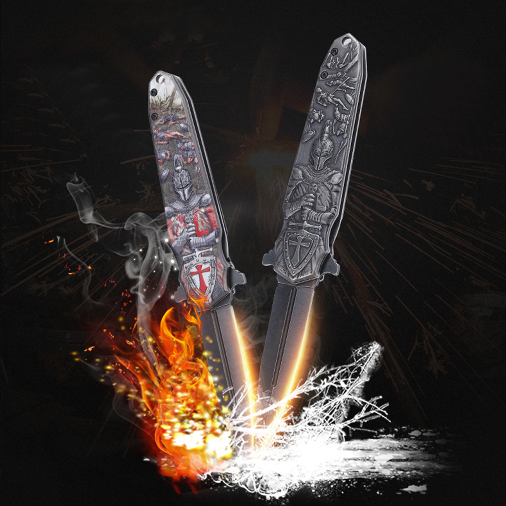 SMKD007 Lionwolves Spring Assisted Opening Outdoor Folding Knife Survival Tactical Knife Hunting Knife Pocket Knives With Sheath