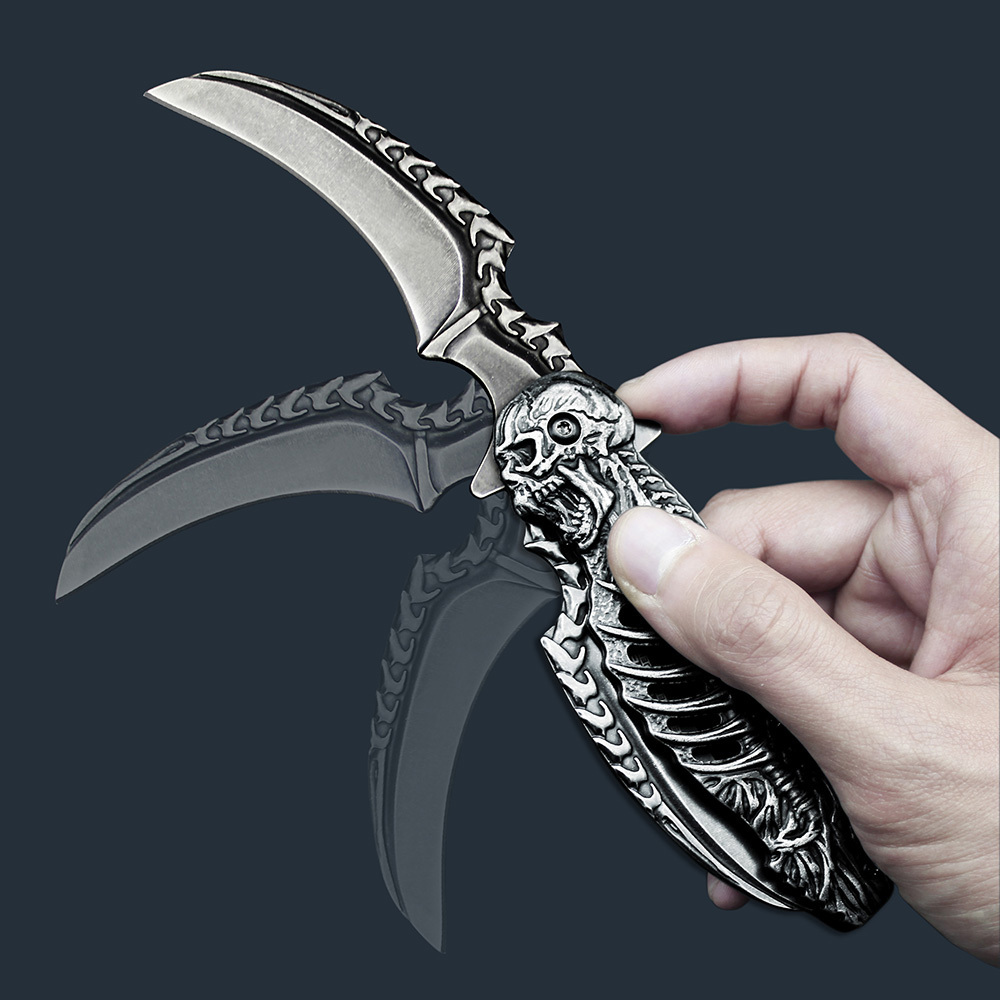 SMKD005 Lionwolves Spring Assisted Opening Outdoor Folding Knife Survival Tactical Knife Hunting Knife Pocket Knives