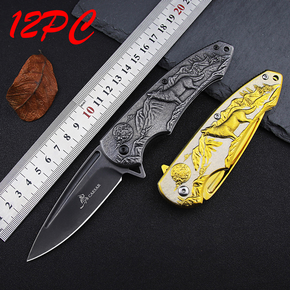 SMKD011-BG Lionwolves Spring Assisted Opening Outdoor Folding Knife Survival Tactical Knife Hunting Knife Pocket Knives